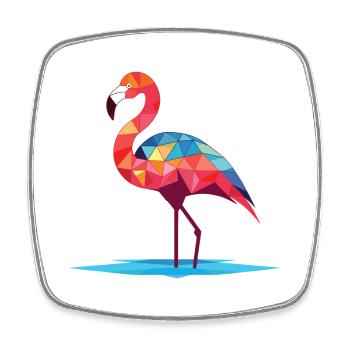 Flamingo Bunte Aquarell-Tierillustration - Viereckiger Kühlschrankmagnet - Weiß - Vorne