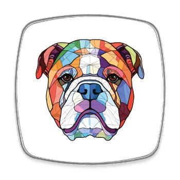 Englische Bulldogge Hund Buntes Aquarell Tier - Viereckiger Kühlschrankmagnet - Weiß - Vorne