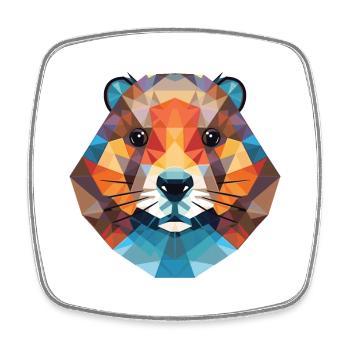 Groundhog Colorful Watercolor Animal Illustration - Square fridge magnet - white - Front