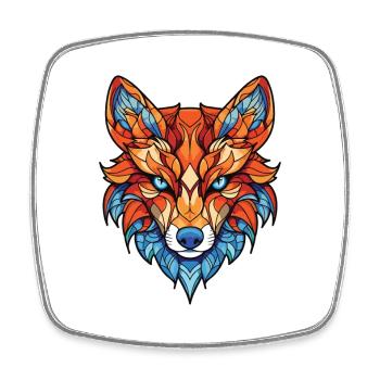 Fuchs Buntes Aquarell Tier Haustier Illustration - Viereckiger Kühlschrankmagnet - Weiß - Vorne