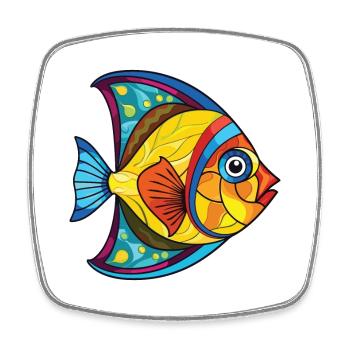 Flounder Fish Colorful Watercolor Animal Cartoon - Square fridge magnet - white - Front