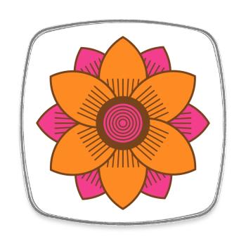 Retro-Stil Rosa und orangefarbene Blume aus der Mitte des Jahrhunderts - Viereckiger Kühlschrankmagnet - Weiß - Vorne