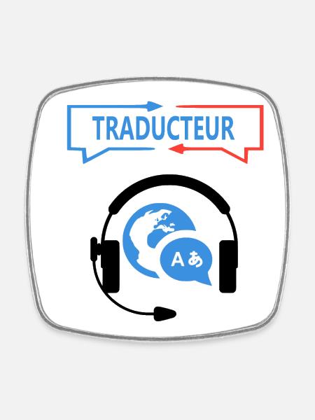 Traducteur - Magnet carré - blanc