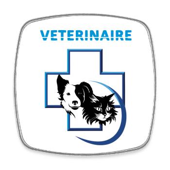Vétérinaire - Magnet carré - blanc - Devant