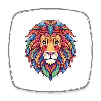 Lion Aquarelle colorée Animal Animal Illustration - Magnet carré - blanc - Devant