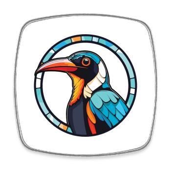 Magpie Colorful Watercolor Animal Pet Illustration - Square fridge magnet - white - Front