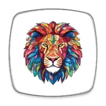 Lion Aquarelle colorée Animal Animal Illustration - Magnet carré - blanc - Devant