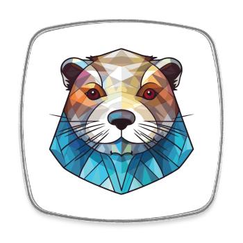 Otter Colorful Watercolor Animal Pet Illustration - Square fridge magnet - white - Front
