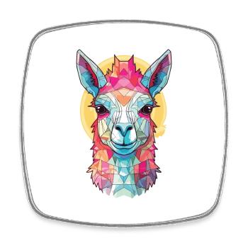 Llamas Colorful Watercolor Animal Pet Illustration - Square fridge magnet - white - Front