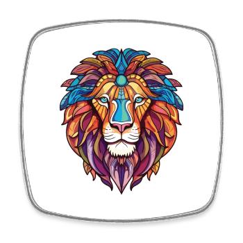 Lion Colorful Watercolor Animal Pet Illustration - Square fridge magnet - white - Front