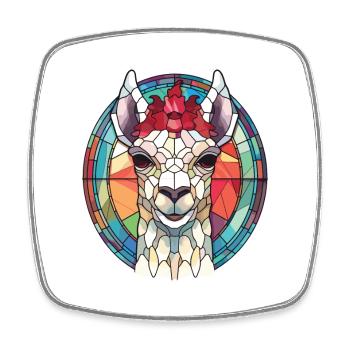 Llama Colorful Watercolor Animal Pet Illustration - Square fridge magnet - white - Front