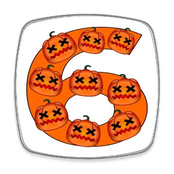 NUMBER 6 - AUTUMN HALLOWEEN PUMPKINS - Square fridge magnet - white - Front