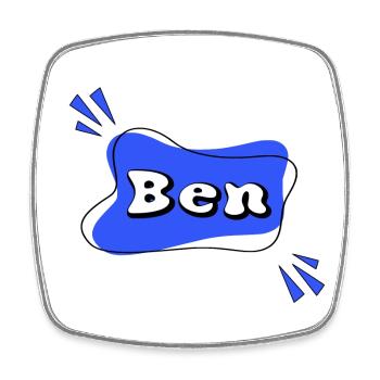 Ben - Viereckiger Kühlschrankmagnet - Weiß - Vorne