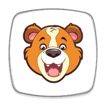 Bär Lustige Karikatur Kawaii Aquarellillustration - Viereckiger Kühlschrankmagnet - Weiß - Vorne