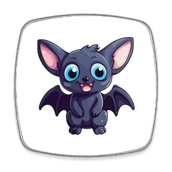 Fledermaus Niedliche Karikatur Kawaii Aquarellillustration - Viereckiger Kühlschrankmagnet - Weiß - Vorne