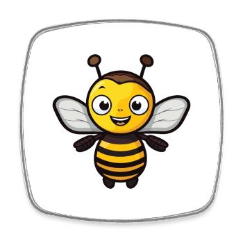 Bee Cartoon Kawaii Watercolor Illustration - Square fridge magnet - white - Front
