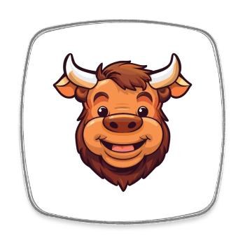 Bull Cartoon Kawaii Watercolor Illustration - Square fridge magnet - white - Front