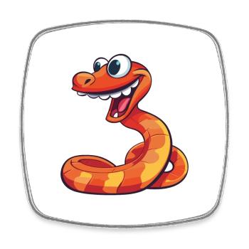 Cobra Cartoon Kawaii Aquarelle Illustration - Magnet carré - blanc - Devant