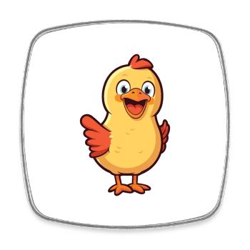 Huhn-Karikatur-Kawaii-Aquarellillustration - Viereckiger Kühlschrankmagnet - Weiß - Vorne