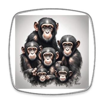 Chimpanzee family picture - Square fridge magnet - white - Front