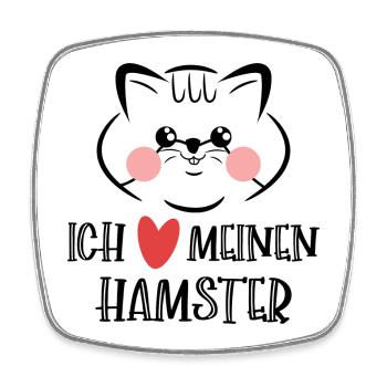 Hamster Herz Statement Lieblingstier Haustiere - Viereckiger Kühlschrankmagnet - Weiß - Vorne