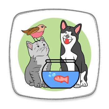 Aquarium Pets Cat Dog Pet Animals - Square fridge magnet - white - Front