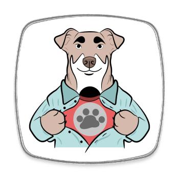 Favorite animal: Dog, cuddly toy, pets, pet - Square fridge magnet - white - Front