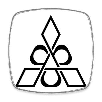 Abstract triangle and rings design - Square fridge magnet - white - Front
