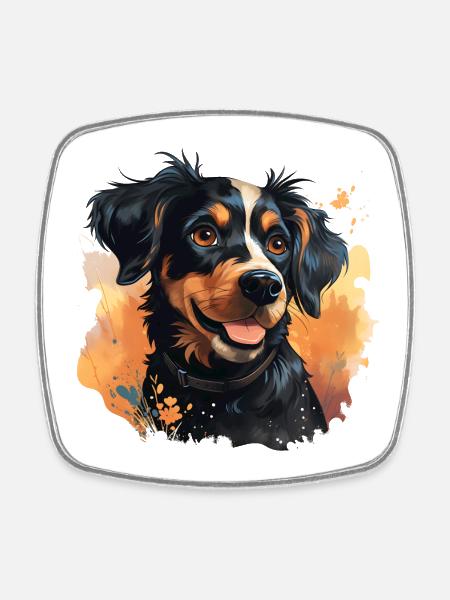 Cute Dog Design - Animals, Joy, Love - Square fridge magnet - white