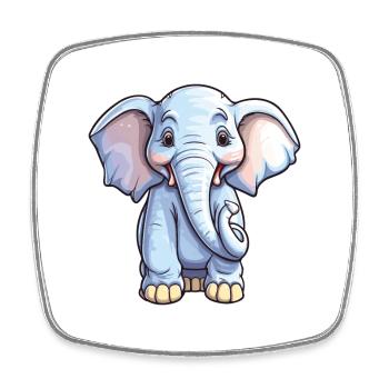 Elephant Cartoon Kawaii Aquarelle Illustration - Magnet carré - blanc - Devant