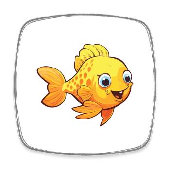 Poisson Cartoon Kawaii Aquarelle Illustration - Magnet carré - blanc - Devant
