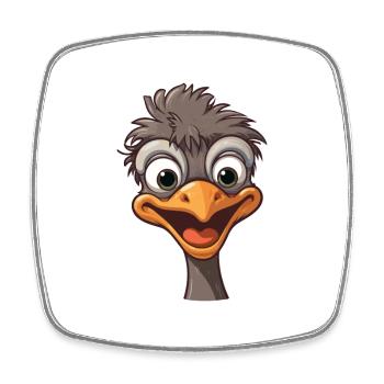 Emu Cartoon Kawaii Watercolor Illustration - Square fridge magnet - white - Front