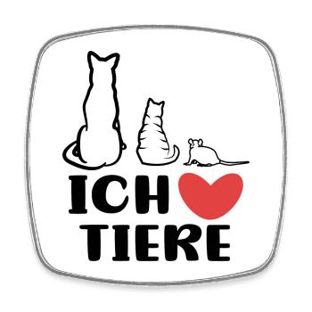 Dog Cat Pets I Love Animals Statement - Square fridge magnet - white - Front