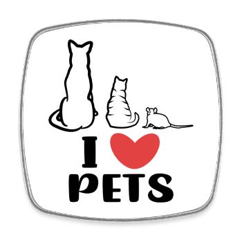 J’aime les animaux de compagnie Chat Chien Souris Déclaration Coeur - Magnet carré - blanc - Devant