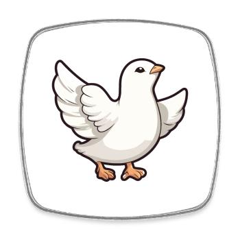 Dove Cartoon Kawaii Aquarelle Illustration - Magnet carré - blanc - Devant