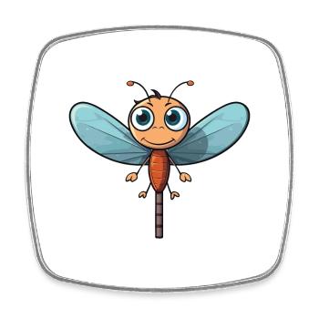 Dragonfly Cartoon Kawaii Watercolor Illustration - Square fridge magnet - white - Front