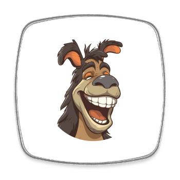 Donkey Cartoon Kawaii Aquarelle Illustration - Magnet carré - blanc - Devant