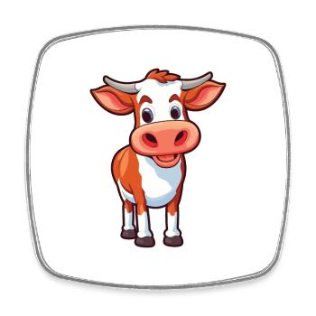 Cow Cartoon Kawaii Watercolor Illustration - Square fridge magnet - white - Front