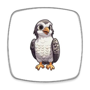 Falcon Cartoon Kawaii Watercolor Illustration - Square fridge magnet - white - Front
