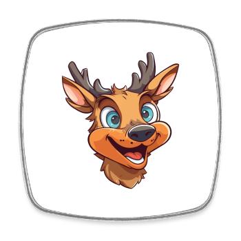 Deer Cartoon Kawaii Watercolor Illustration - Square fridge magnet - white - Front