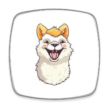 Alpaga Cartoon Kawaii Aquarelle Illustration - Magnet carré - blanc - Devant