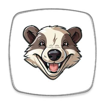 Blaireau Mignon Dessin Animé Kawaii Aquarelle Illustration - Magnet carré - blanc - Devant