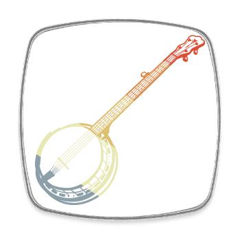 Vintage Banjo Sketch - Square fridge magnet - white - Front