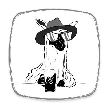 Cool llama with beer mug – party style - Square fridge magnet - white - Front