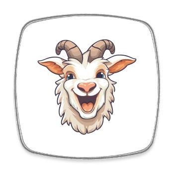 Goat Cartoon Kawaii Watercolor Illustration - Square fridge magnet - white - Front