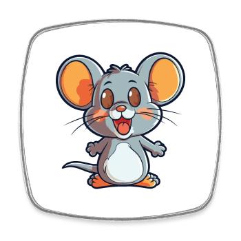 Maus-Cartoon-Kawaii-Aquarell-Illustration - Viereckiger Kühlschrankmagnet - Weiß - Vorne