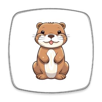 Otter-Karikatur-Kawaii-Aquarell-Illustration - Viereckiger Kühlschrankmagnet - Weiß - Vorne