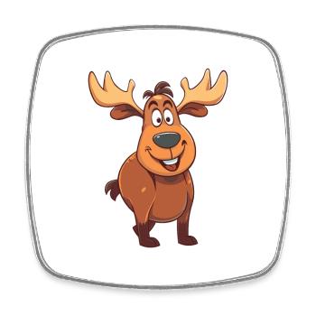 Moose Cartoon Kawaii Watercolor Illustration - Square fridge magnet - white - Front