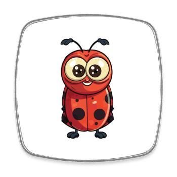 Marienkäfer-Karikatur-Kawaii-Aquarell-Illustration - Viereckiger Kühlschrankmagnet - Weiß - Vorne