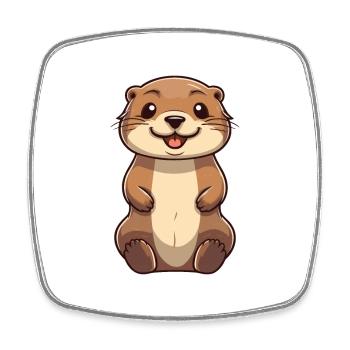 Otter-Karikatur-Kawaii-Aquarell-Illustration - Viereckiger Kühlschrankmagnet - Weiß - Vorne